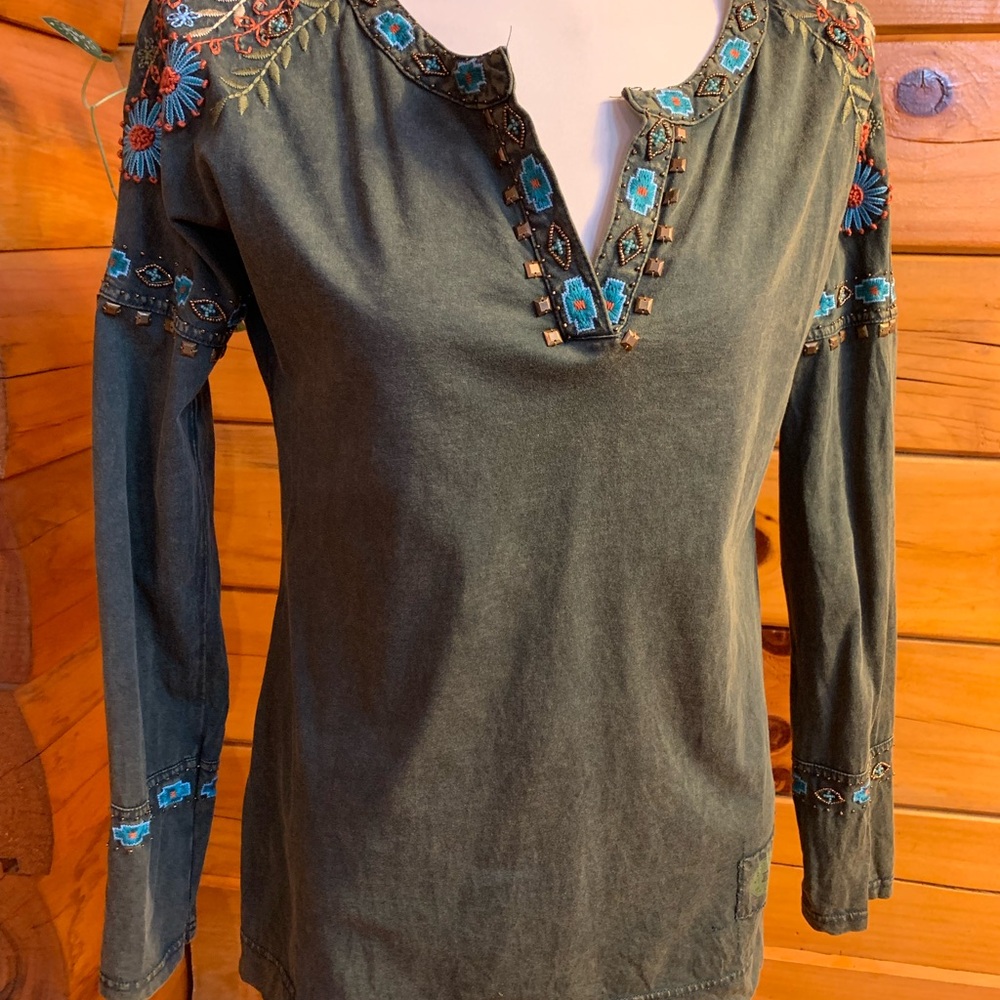 Double D Ranch Greed Embroidered Shirt Size Small